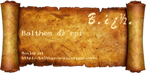 Balthes Örsi névjegykártya